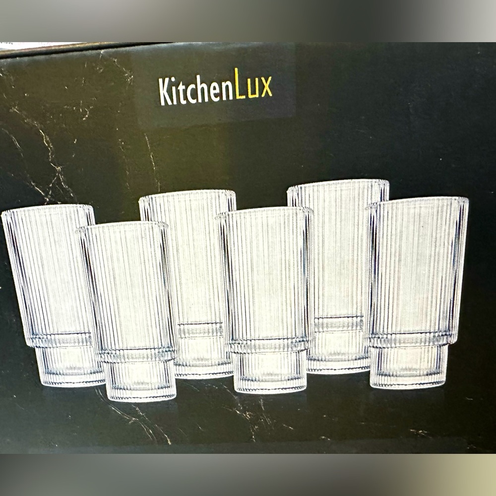 KitchenLux Clear Glass Tumbler Set 6 New durable glass 12oz